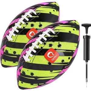 QPAU Waterproof Football, 10 Inches Outdoor Games for Adults and Kids, Fun Swimming Pools Toys and Accessories for Beach Lake Park Backyard (Green/Pink, Pack of 1)