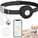 Cat Tracker Collar, Real-Time Tracking Device for Cats, Long Battery Life, Works with iOS & Android SmartTag App, with Reflective Pattern & Bell, No Monthly Fee, Black