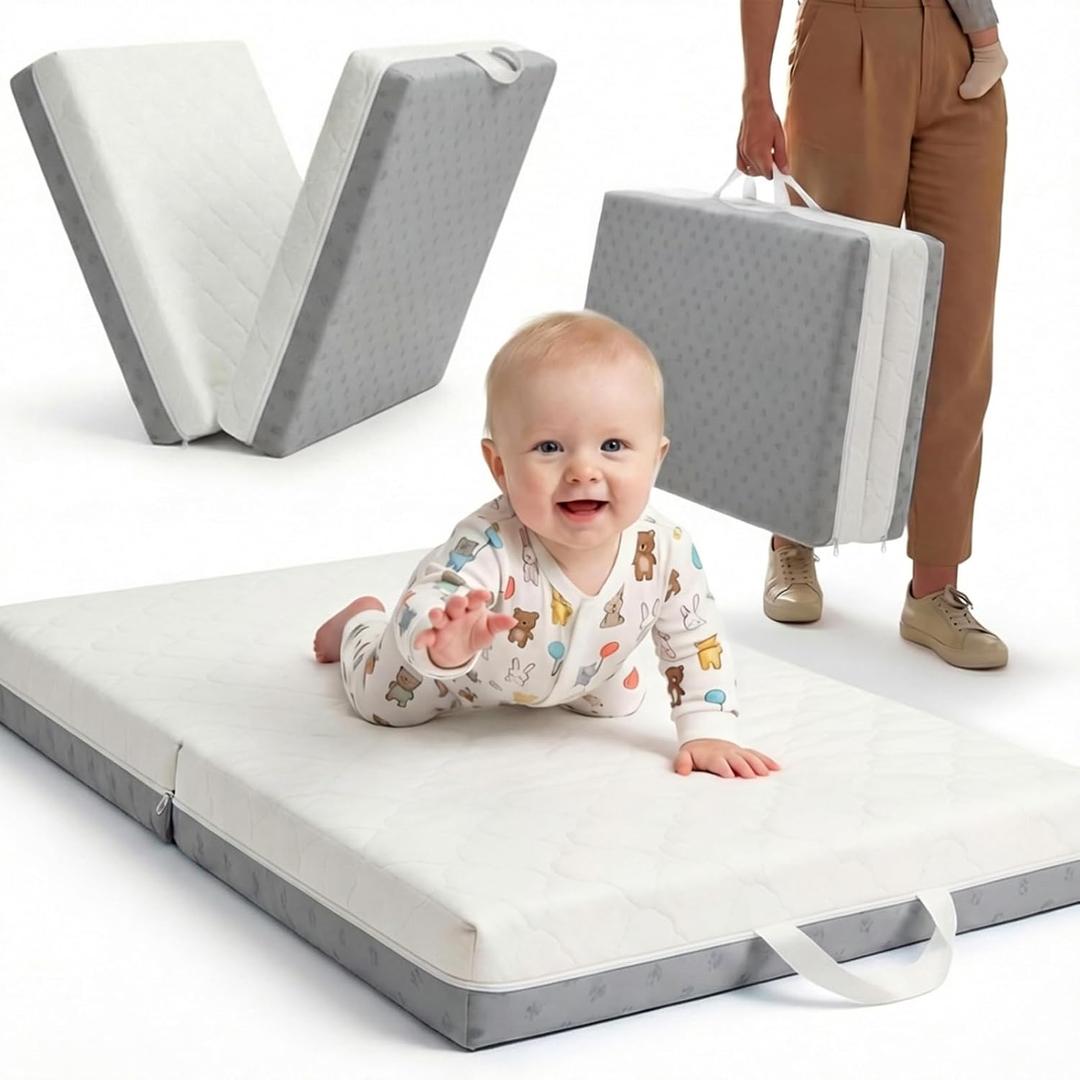 Bi-Fold Pack and Play Mattress, 3 Inch Thick Soft & Firm Memory Foam Breathable Portable Pack n Play Mattresses, Baby Playpen Mattresses with Removable Washable Cover 38x26x3 Inch - Gary