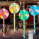 Candy Christmas Decorations Pathway Outdoor Solar Lights, 29 inches 80 LED Lighted Lollipop Solar Christmas Lights with 8 Modes Waterproof String Lights, Outdoor Lights for Yard Patio Walkway-4PCS