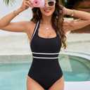 BMJL Tummy Control Bathing Suit for Women Halter One Piece Swimsuit Ribbed Slimming Swim Suits 2026 (L)
