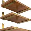 LEOPO 12 inch Shelf Bracket for DIY Floating Shelf, 1/5 inch Thick Heavy Duty Bracket, 5 Pack, Golden
