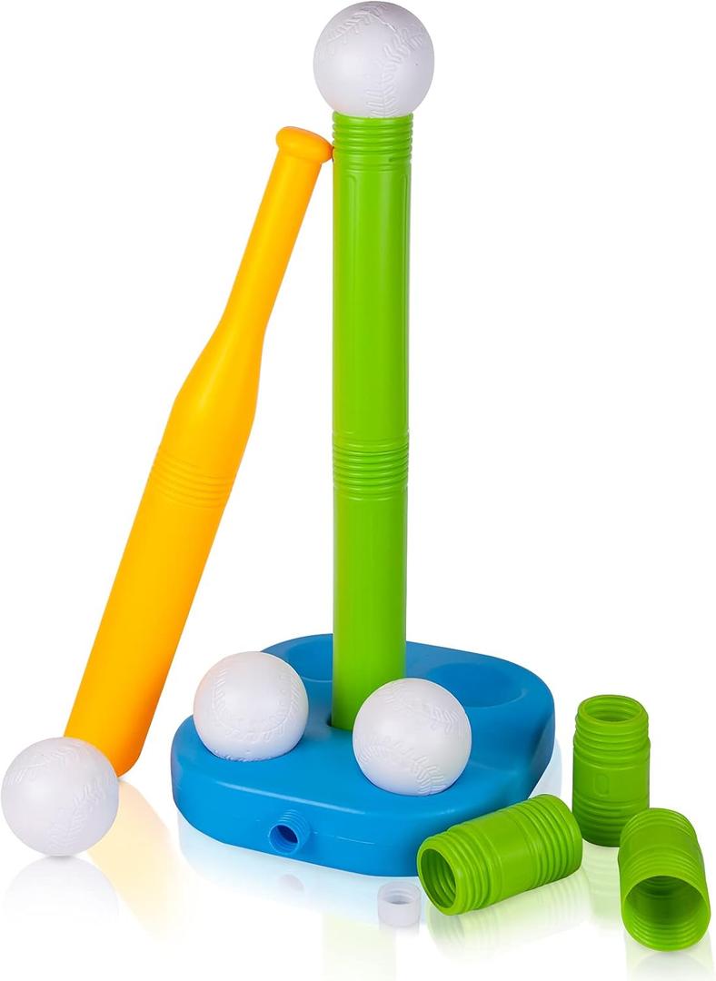 Liberry Tball Set for Toddlers with Adjustable Height Tee Ball Stand, Weighted Base and Kids Baseball Bat, Sports Game Toys Birthday Gift for Boys Girls Ages 3 4 5 (Green)