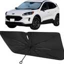Proadsy Windshield Sun Shade Umbrella for Ford Escape 2020-2025 2026 Foldable Car Umbrella Sunshade with Soft TPU Handle Spring Structure Crystal Cooling Material Protect Car from Rays & Heat