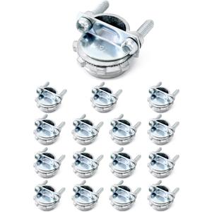 QWORK Cable Connector, 16 Pieces 1/2" Clamp Type Cable Connectors, Steel Connector for Metallic Conduit Protect Cables