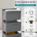 125L Vertical Laundry Hamper with Wheels, 3 Section Large Rolling Laundry Sorter with Detachable Inners, Metal Clothes Hamper Laundry Baskets Organizer for Bathroom, Bedroom, Dorm (Gray)