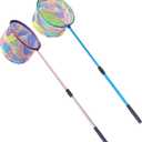 Fishing Net 2 Pack Retractable Lightweight Landing Net with Aluminum Rod Handle Fishing Nets for Youth Catch and Release Butterfly Nets, Small