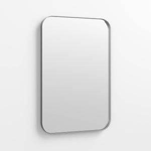 20" x 30" Silver Metal Framed Mirror | Rectangle Bathroom Wall Mirror | Rounded Corner