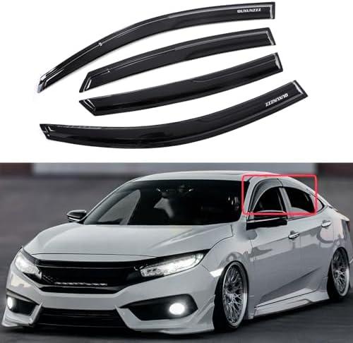 Quxunzzz Rain Guards Side Window Visor Vent Outside Mount, 4PCS Fits for Honda Civic 4 Door Sedan 2016 2017 2018 2019 2020 2021 Model Only