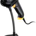 TEEMI 2D Barcode Scanner with Smart Stand USB Wired Handheld Automatic QR Data Matrix PDF417 OCR bar Codes Imager Global Shutter Computer Screen Scan for Windows Mac and Linux PC POS, Stand Included