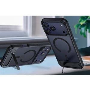 BXYJY for iPhone 17 Pro Magnetic Case with Stand, 2 Glass Screen Protectors, Camera Control, Compatible with MagSafe, Lens Protection, Military Grade, Translucent Matte Case for iPhone 17 Pro, Black