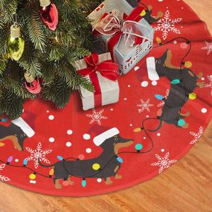 Dachshund Christmas Tree Skirt Dog Funny Tree Mat for Farmhouse Xmas Holiday Party Decorations Indoor Outdoor 36 Inch (Medium)