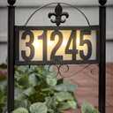 Solar Metal Address Signs for Yard with 50 Customizable House Numbers for Outside - Any Combination, with Warm White & Cold White, Weather-Resistant Solar-Powered LED Illuminated Address Plaques (Double Stake Item)
