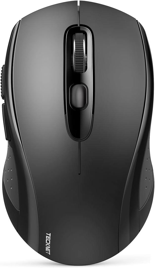 TECKNET Bluetooth Mouse, 4000DPI Wireless Mice for Laptop 2-in-1(BT 5.0/3.0+2.4Ghz) Computer Portable PC Mouse Wireless with USB Receiver for Mac (USB-A+Bluetooth, Black)
