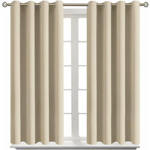 BGment Room Darkening Curtains 54 Inches Long - Grommet Thermal Insulated Drapes Window Treatment Curtains for Bedroom, 2 Panels, 52 x 54 Inch, Beige