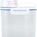 Fabater Rice Airtight Storage Container, 3 to 5Lbs Cereal Dry Food Flour Bin, Pet Dog Cat Food Dispenser with Measuring Cup, Clear Plastic Kitchen and Pantry Organization Bin (White) (1.5kg)