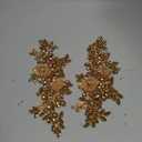 Handmade Shining Rhinestones lace Applique Patches Sewing Beads Sequins Stone Trim Accessories for Wedding Dress 1 Pair/Bag 11X4.3inches (Champagne)