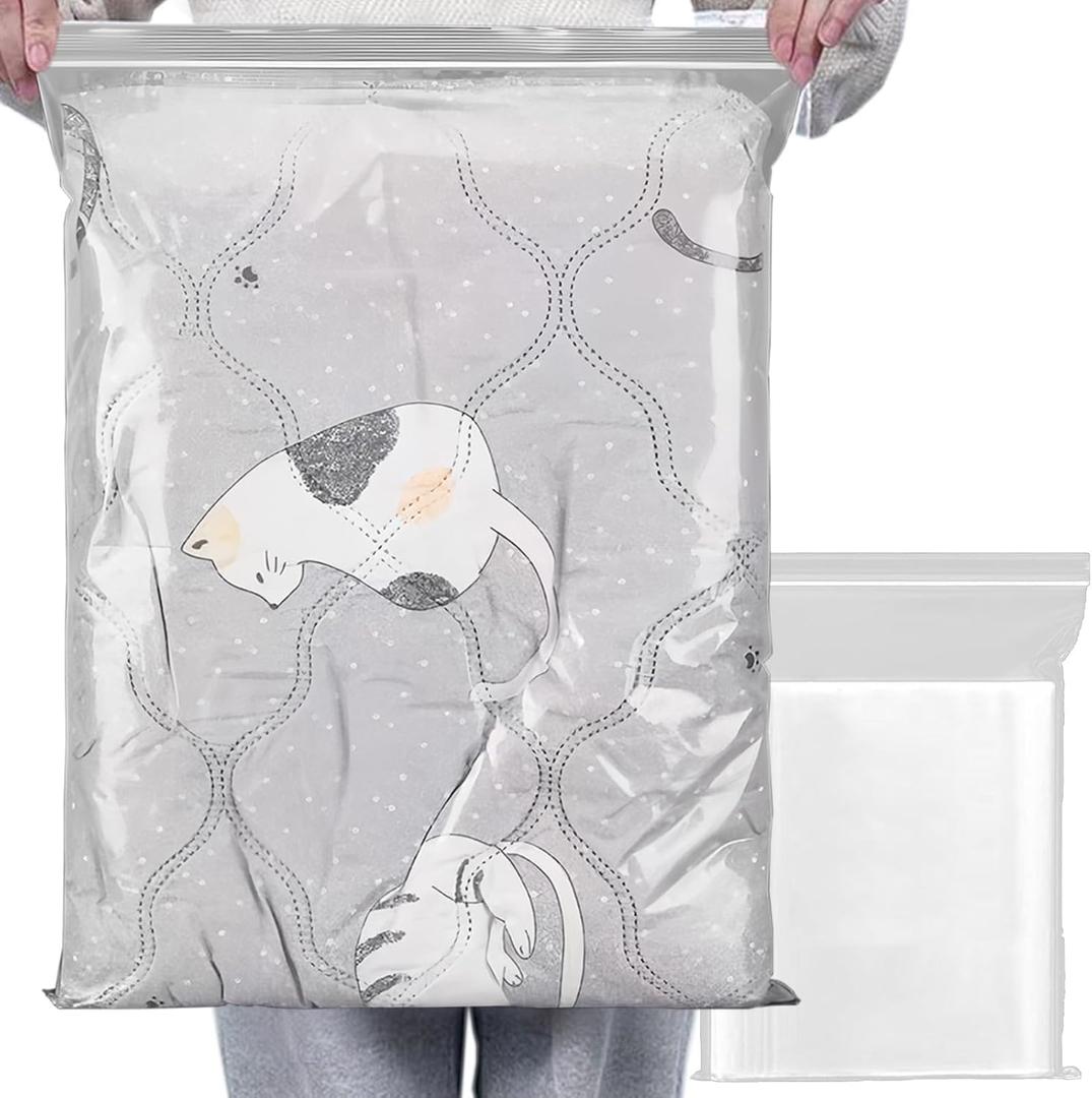 20 Pcs Clear Clothing Storage Bag Plastic Zipper Storage Bags 4 Gallon 16" x 20" Reclosable Jumbo Bags for Travel, Moving, Large Reusable bags