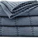 RECYCO Cable Knit Dusty Blue Throw Blanket for Couch, Super Soft Warm Cozy Decorative Knitted Throw Blanket 2.3LB for Bed, Sofa, Chair 50"x60"