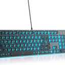 Typewriter Keyboard 104-key Black Square Punk Gaming Keyboard LED Ice Blue Backlit Cute Keyboard with Wired USB Suitable for PC/Win/Mac/LaptopG1000/Black