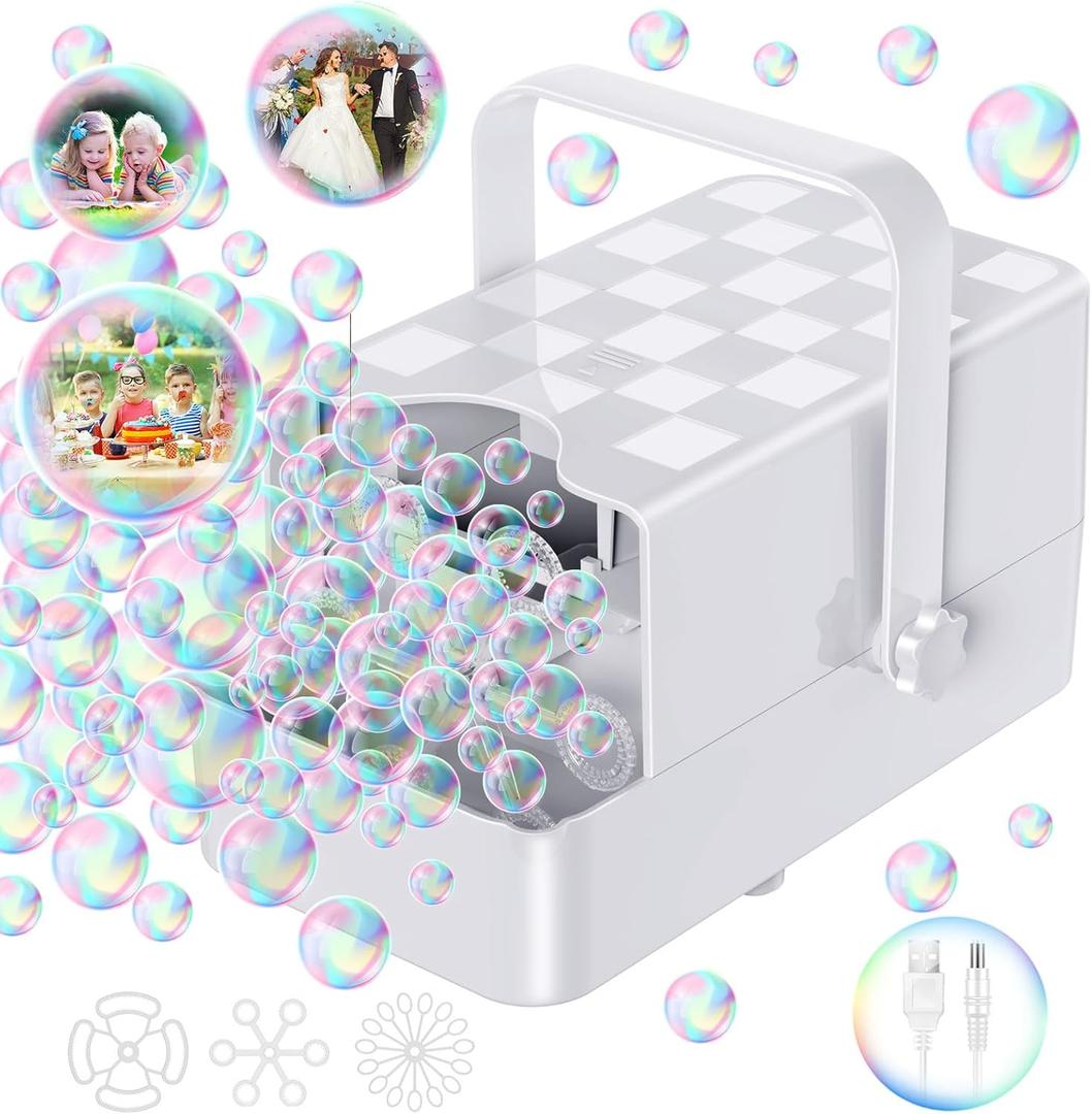 PANACARE Upgraded Bubble Machine with 2 Speeds, 10000+ Bubbles/Min,Make Big/Medium/Small Bubble/Automatic Bubble Maker for Toddlers Summer Bubble Gift for Indoor Outdoor Parties Birthday Wedding