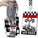 25 Sets Racing VIP Pass Cards with Racing Lanyards Bulk PVC VIP Pass Cards with White and Black Lanyards for Event Gamer Race Car Theme Birthday Party Fast One Party Supplies (Black)
