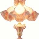 Victorian Table Lamp Pink Princess Lamp French Country Bedside Lamp Farmhouse Cute Kids Table Lamp Vintage Rustic Nightstand Lamp for Girls Bedroom Children Nursery Desk Home Entryway