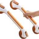 TAILI Grab Bars for Bathtubs and Showers 2 Pack Suction Grab Bar, Heavy Duty Shower Handle Removable Bath Handrails for Seniors and Elderly, Bathroom Safety Grip No Drilling Waterproof,Wood Grain (16.8")