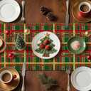 4 x Artscope Buffalo Plaid Christmas Table Runner, Xmas Winter Holiday Kitchen Dining Table Decoration for Christmas Home Party Decor 13x60 Inch-Green