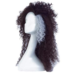 Angelaicos Women's Long Curly Fluffy Brown White Wig Halloween Costume Cosplay Party Synthetic Wigs