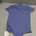 REORIA Women's Sexy Mock Turtle Neck Short Sleeve Shirts Sheer Mesh Ruched Trendy Going Out Bodysuits Tops, M, Blue Nova