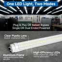 Brtstiun T8 LED Bulbs 4 Foot 24W Equivalent 65W, 3200LM 5000K LED Tube Light, G13 Base Clear Lens, Type A+B Plug & Play or Ballast Bypass, LED Replacement Fluorescent Light Bulbs, Non-Dimmable, 4 Pack