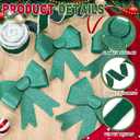 Daifunli 16 Pcs Velvet Christmas DIY Cabinet Ribbons Bows Large Christmas Door Kitchen Ribbon Cabinet Bows with 27 Meter Velvet Ribbons for DIY Xmas Holidays Kitchen Party Decorations(Green)