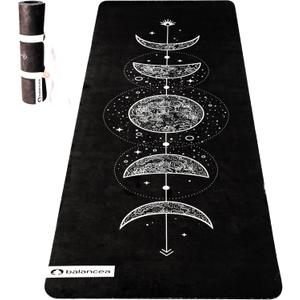 Yoga Mat With Strap 5mm Non Slip Suede & TPE - Eco-Friendly Fitness & Exercise Mat for Home Gym, Pilates, Hot Yoga, and Meditation - Lightweight Durable 72 x 24 inch Workout Mat for Women, Men