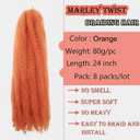 8 Packs Marley Twist Braiding Hair 24 Inches MarleyTwist Hair Orange Cuban Twist Hair Marley Afro Kinky Curly Twist Faux Locs Crochet Hair Synthetic Marley Hair Extensions