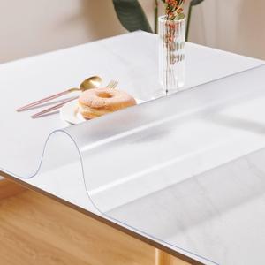 Frosted Table Cover Protector 48 x 72 Inch, 1.5mm Thick Plastic Desk Protector Mat, Rectangular Waterproof PVC Placemats, Transparent Mat for Kitchen, Dresser, Writing Desk, Dining Room Table