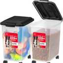 IRIS USA Dog Food Storage Container, 2 Pack, Up to 30 lbs Each, Airtight Seal for Freshness, Wheels for Rolling, Easy One Hand Opening, Made in USA, BPA Free, Clear/Black