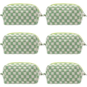 PAZIMIIK Checkered Makeup Bag for Purse Portable Zipper Make Up Pouch Small Cosmetic Case for Travel Accessories (6PCS Light Green) PAZIMIIK Checkered Makeup Bag for Purse Portable Zipper Make Up Pouch Small Cosmetic Case for Travel Accessories (6PCS Light Green)