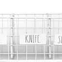 Rae Dunn 3 Section Utensil Holder  Metal Wire Basket Organizer for Silverware and Kitchen Accessories - Storage Spoon, Knife, Fork - Rustic, Schoolhouse, Farmhouse, Vintage Home Dcor