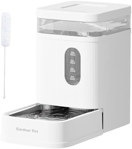 Pet Supplies : Gardner Pet Automatic Dog Water Dispenser Gravity Waterer with Stainless Steel Bowl Water Dispenser 6.5L Large Capacity Water Feeder with Filters for Dogs Cats Pets, BPA-Free Noise-Free (White, 6.5L)