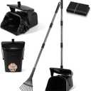 Stainless Steel Dog Pooper Scooper,40" Long Handle Swivel Bin and Rake,20 Waste Bags - Heavy Duty Portable Metal Poop Scooper for Large,Medium and Small Dogs