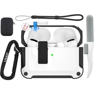 Valkit Compatible Airpods Pro 2nd/1st Generation Case Cover with Cleaner Kit, Military AirPod Pro 2 Case with Lock & Lanyard Cool Shockproof Protective Case for Airpod Pro Gen 2nd/1st(2023/2022/2019) (White)