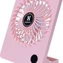 Personal Portable Fan, Rechargeable 2000mAh Battery Powered, Power Display and 180 Tilt Folding, Ultra Quiet, Office, Camping, Travel, in Car (Pink)
