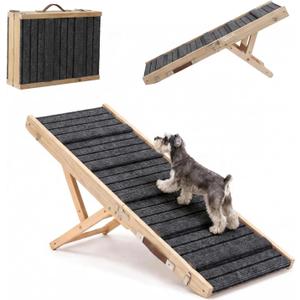 Dog Ramp for Couch, Wooden Small to Large Dog Ramp for Bed Sofa Car | 2026 Upgraded Foldable Pet Ramp, 5 Adjustable Heights (10.8"-23.5"), Portable, Wider and More Stable, Non-Slip