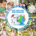 Joyfuture Bubble Machine, Automatic Bubbles Blower for Kids, Toddlers - 360 Rotation, 75 Adjustment, with Handle - Gifts Toys for Boys, Girls Age 1+ Year Old, Hallween, Outdoor, Birthday Party (Bule+green)