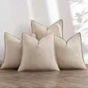MIULEE Beige Linen Pillow Covers Pack of 4 Decorative Natural Solid Throw Pillow Covers Soft Accent Boho Farmhouse Couch Pillowcases Modern Spring Home Decors for Living Room Bed Sofa 18x18 Inch