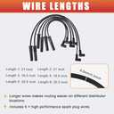 RLP Silicone Spark Plug Wires Set 8.0mm 6 Wires Black for HEI Distributor Compatible with Ford Truck 6 Cylinder 250 300 4.9L