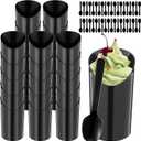 200 Pcs Black Dessert Cups with Spoons Small Plastic Goblets Disposable Parfait Charcuterie Cups Pudding, Mousse Set for Party(3 oz,Triangle)