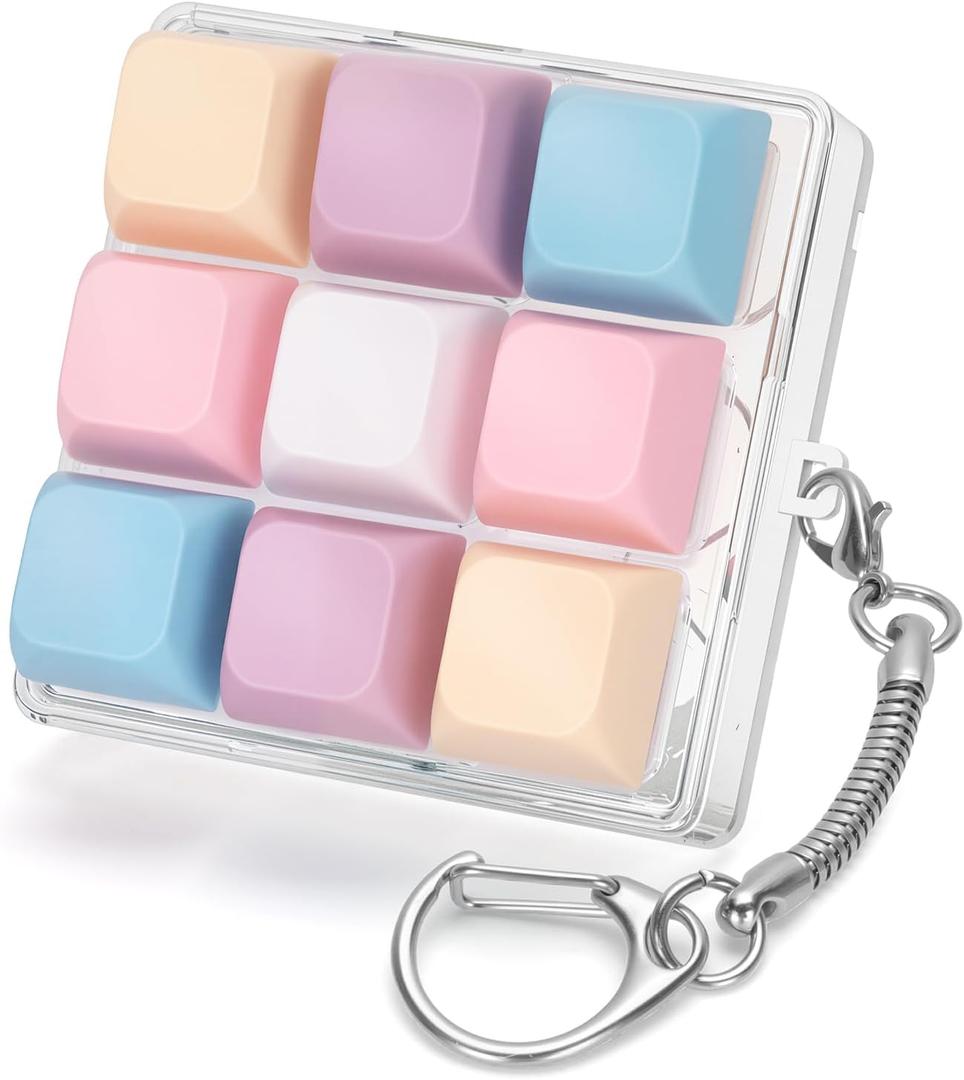 Colorful Keyboard Fidget Toys for Adults Mechanical Button Keyboard Clicker Keychain for Work Stress Relief Anxiety (9IN1-Style B)