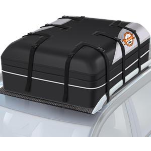 Sailnovo Rooftop Cargo Carrier - 21 Cubic PVC Waterproof Roof Rack Cargo Carrier for Top of Vehicle with/Without Rack, Soft-Shell Car Top Carrier Includes Anti-Slip Mat, Luggage Lock, 6 Door Hooks
